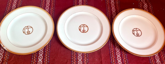 Signed Antique Set of 8 Haviland France Dinner Plates 8 5/8” & 12
