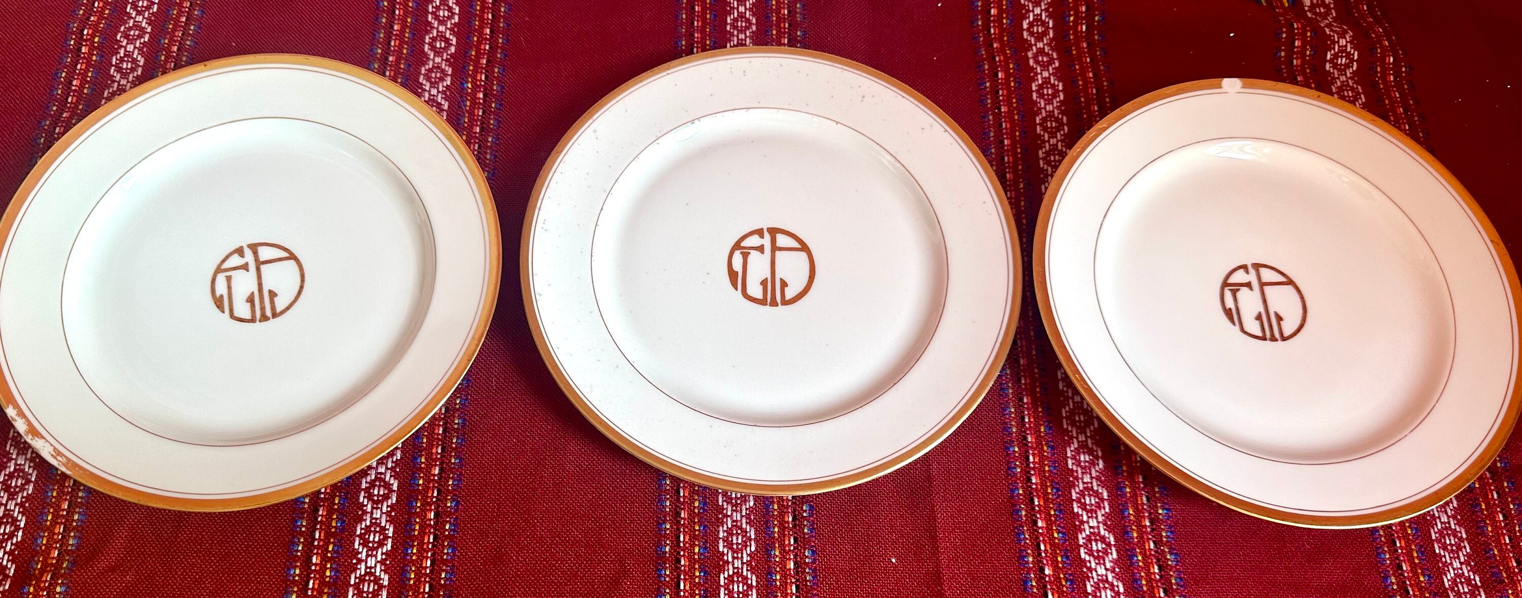 Signed Antique Set of 8 Haviland France Dinner Plates 8 5/8” & 12