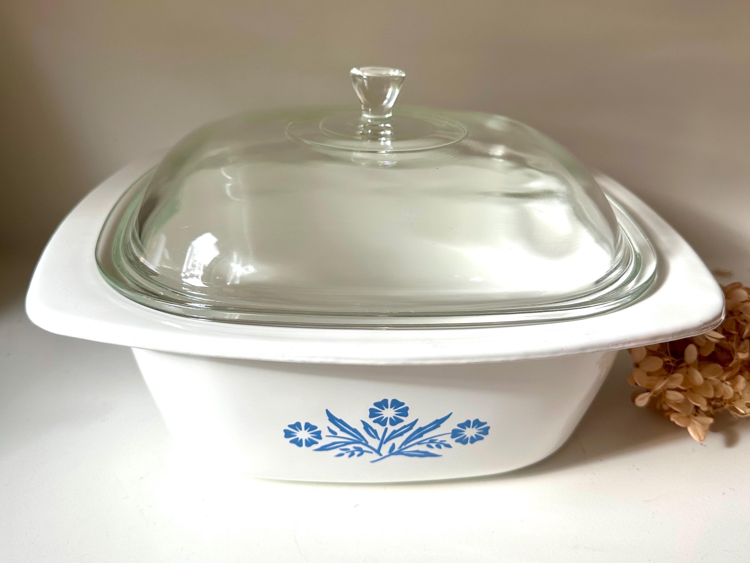 Vintage Corning Ware Square Dutch Oven Casserole With Glass Pyrex