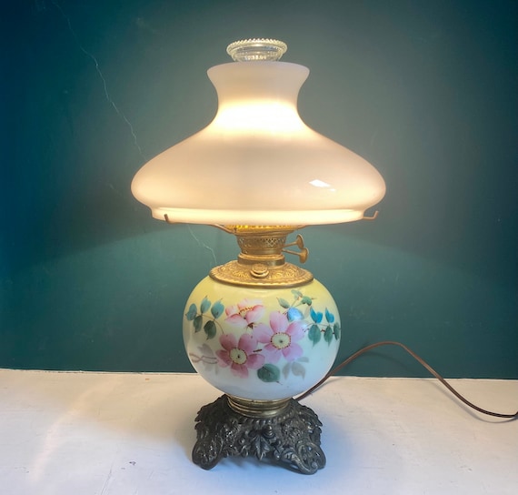 Antique E. M. Co Apollo Duplex Oil Lamp Converted to Electric