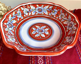 Ceramics MOD Deruta Italian Hand Painted  Round Vintage Serving Bowl