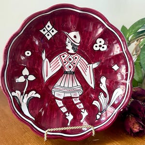 Ceramics Deruta Italian Hand Painted  Round Vintage Serving Bowl 9 1/4” In Diameter Signed Etrusca