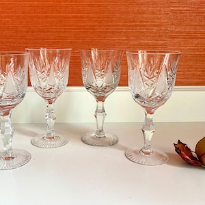 Set Of Four Cut Crystal Wine Glasses Bohemian Crystal Vintage