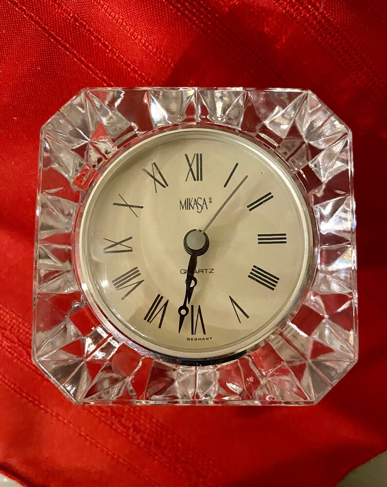 Mikasa Crystal Clock Hand-cut Crystal Office Giftware Block | Etsy