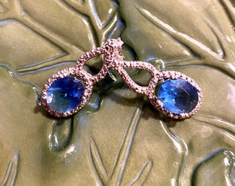 Elegant Oval London Blue Topaz Sterling Silver Earrings Festive Marked 925 AS50