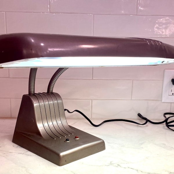 Midcentury Industrial Style Banker's Lamp Desk Piano Lamp Retro Office Light Fluorescent Light Task Lighting