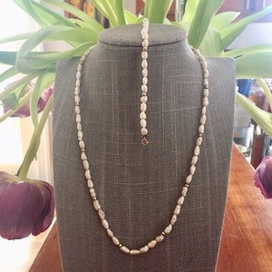 Freshwater Pearls and 14k Solid Yellow Gold Necklace and Bracelet Set Stamped