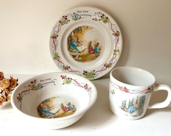 Wedgwood Peter Rabbit 3 Piece Christening Children Breakfast Set