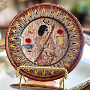 Midcentury Santucci Deruta Pottery Italy Wall Plate Charger Egyptian Motif Vintage Marked Signed Numbered Hand Painted Rare Collectible