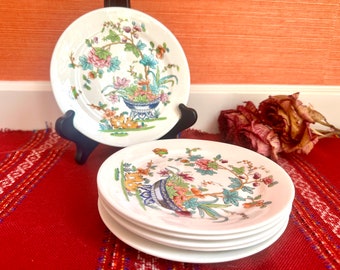 Hand Painted Set Of 6 Dessert Plates European Bone China Fine Porcelain Rare Vintage