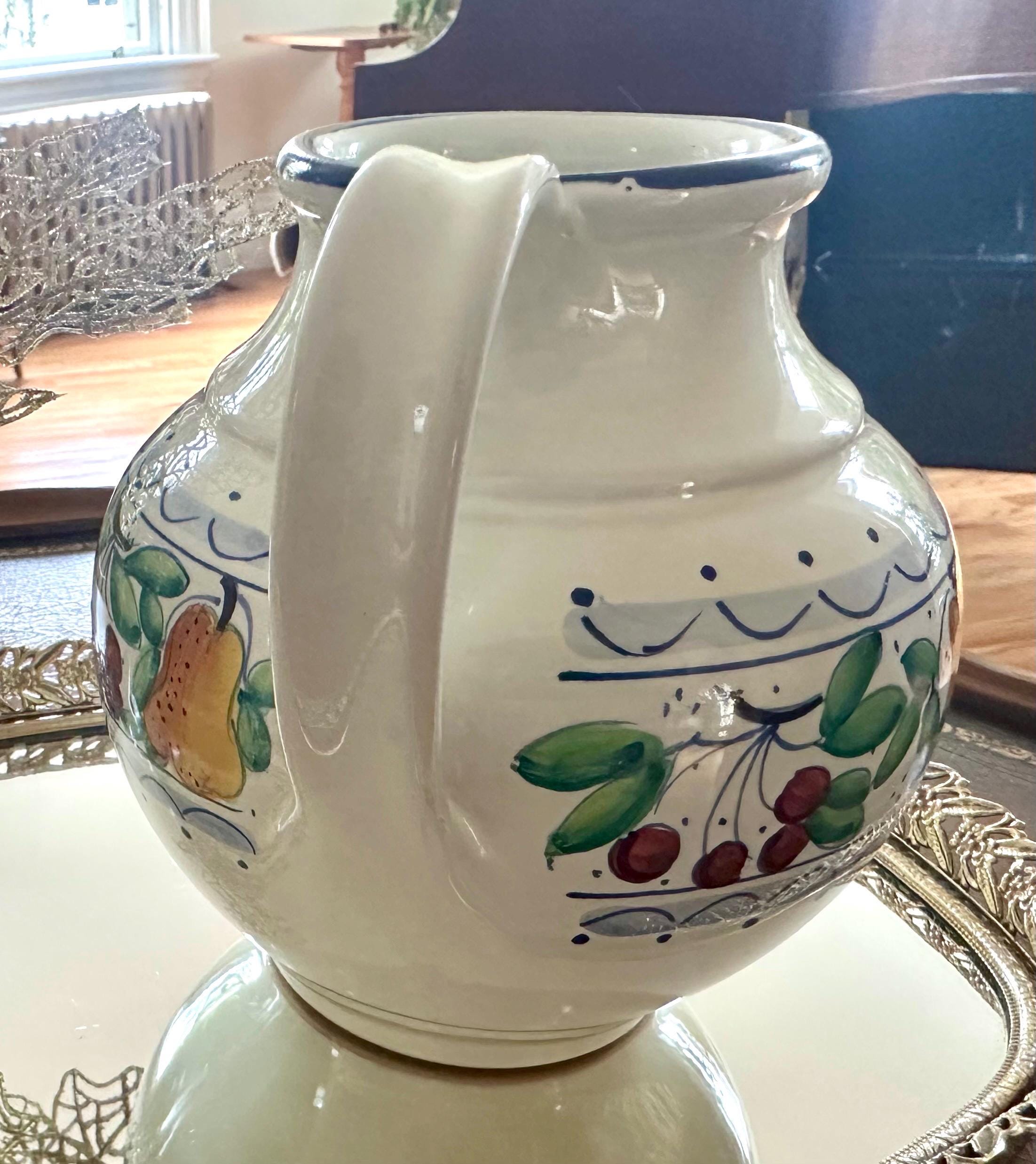 Vintage Aldo Fumanti Gubbio Italian Pottery Pitcher: Hand-painted