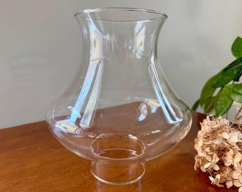 Vintage Hurricane Lampshade, Clear  Glass Hurricane Chimney, Mid Century Lighting 2 7/8” Fitter