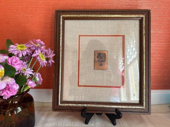 1920 Copper Relief Savta Grandma by Boris Schatz Framed Art Plaque