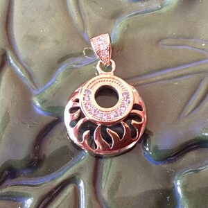 Authentic Swarovski Pendant Gold Tone Crystal Round Swan Logo Marked MS14