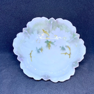 Antique R S Prussia Bowl Dish Germany Gold Accents Bone China Early 1900s