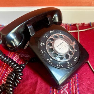 Original NE-500 1960s Black Rotary Dial Desk Telephone Western Electric Northern Electric For Bell System Made In Canada