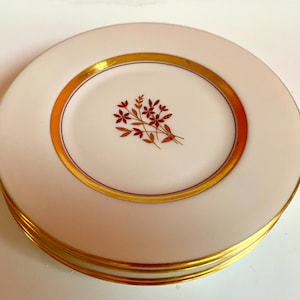 Ensemble de 4 assiettes à pain Nydia par Lenox bordure dorée, cachet laurier doré P-419-W vintage en parfait état