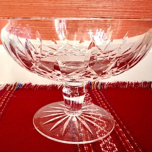 Waterford Crystal Pedestal Compote In Lismore Pattern Footed Bowl Vintage Signed