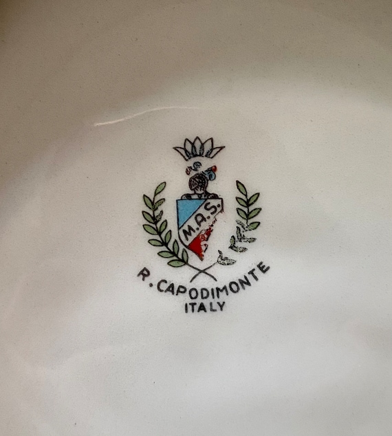 R. Capodimonte Floral Ashtray Italian Large Vintage Porcelain