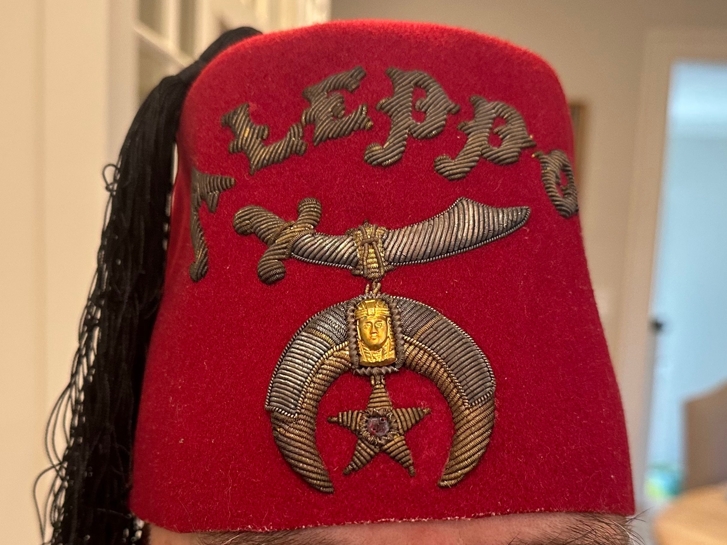 Antique Masonic Shriner's Fez Hat Masonic Aleppo Tassel With Case