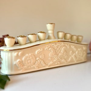 Menorah Hanukah Candle Holder by Formalities Baum Brothers Chanukah Porcelain Menorah Judaica Hebrew Hanukkiah