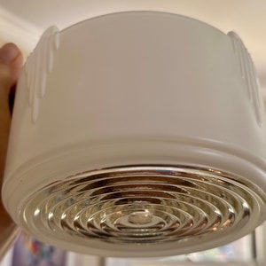 Art Deco Light Fixture Globe Replacement Shade Salvaged Frosted And Clear Drum Shape Globe