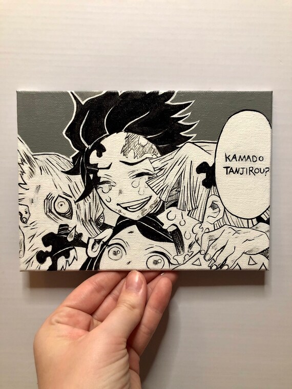 Demon Slayer Manga Panel Tanjiro Inosuke Zenitsu Nezuko Etsy