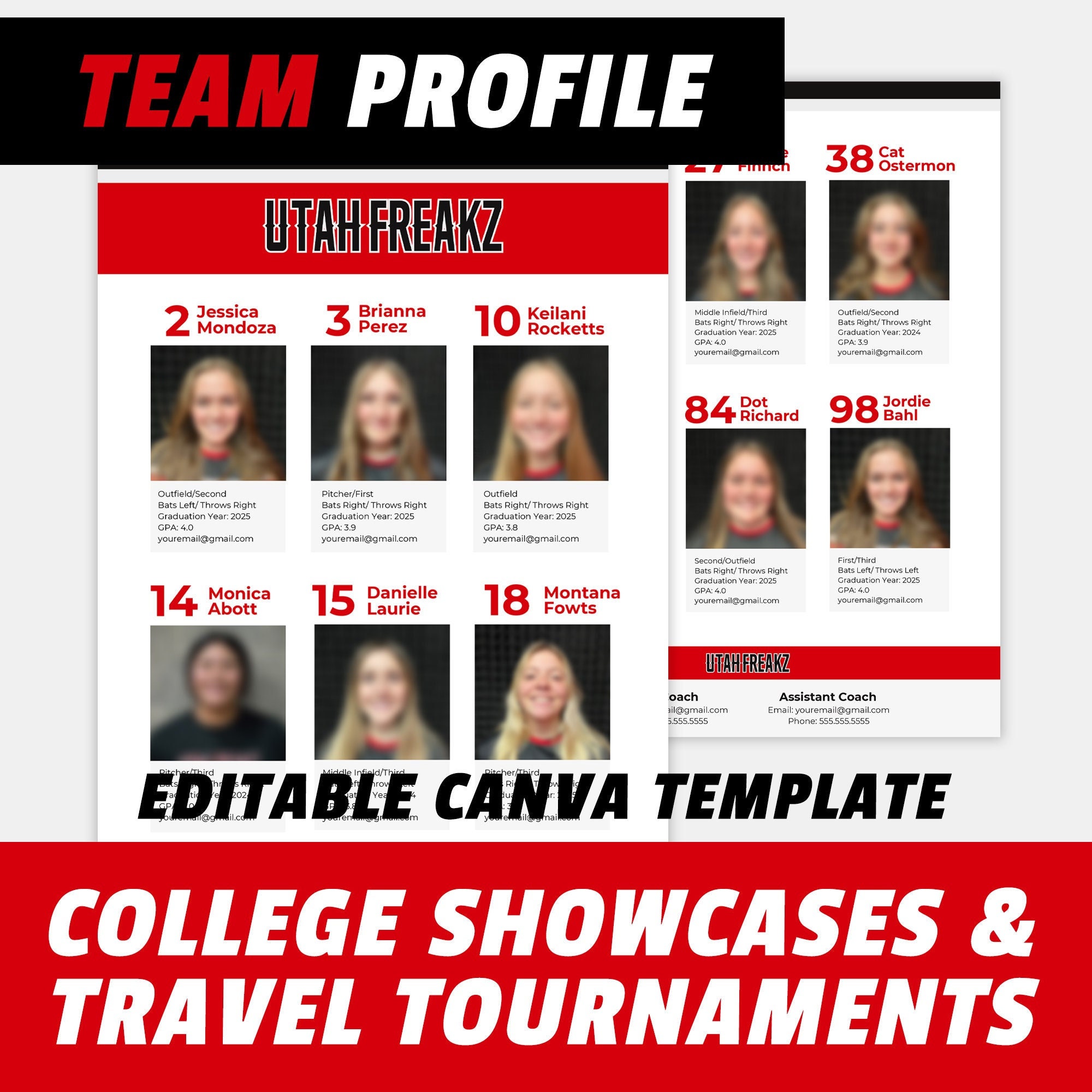 Softball Team Profile Showcase Profile Softball Player Etsy