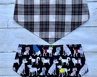 Reversible dog bandanas with snap closure