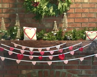 Hand sewn fabric heart garlands in four different lengths