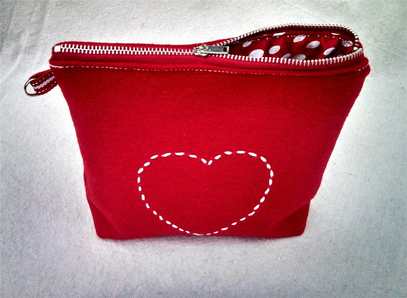 A White Hand Sewn Heart Brightens the Front of This Cute Red - Etsy