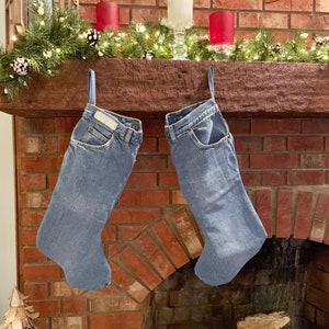 Denim blue jeans Christmas stockings image 1