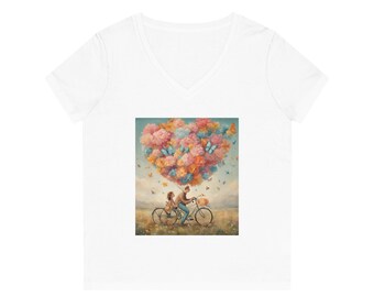 Organic Cotton Happiness on a Bike V-Neck T-Shirt