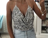 sequin top backless
