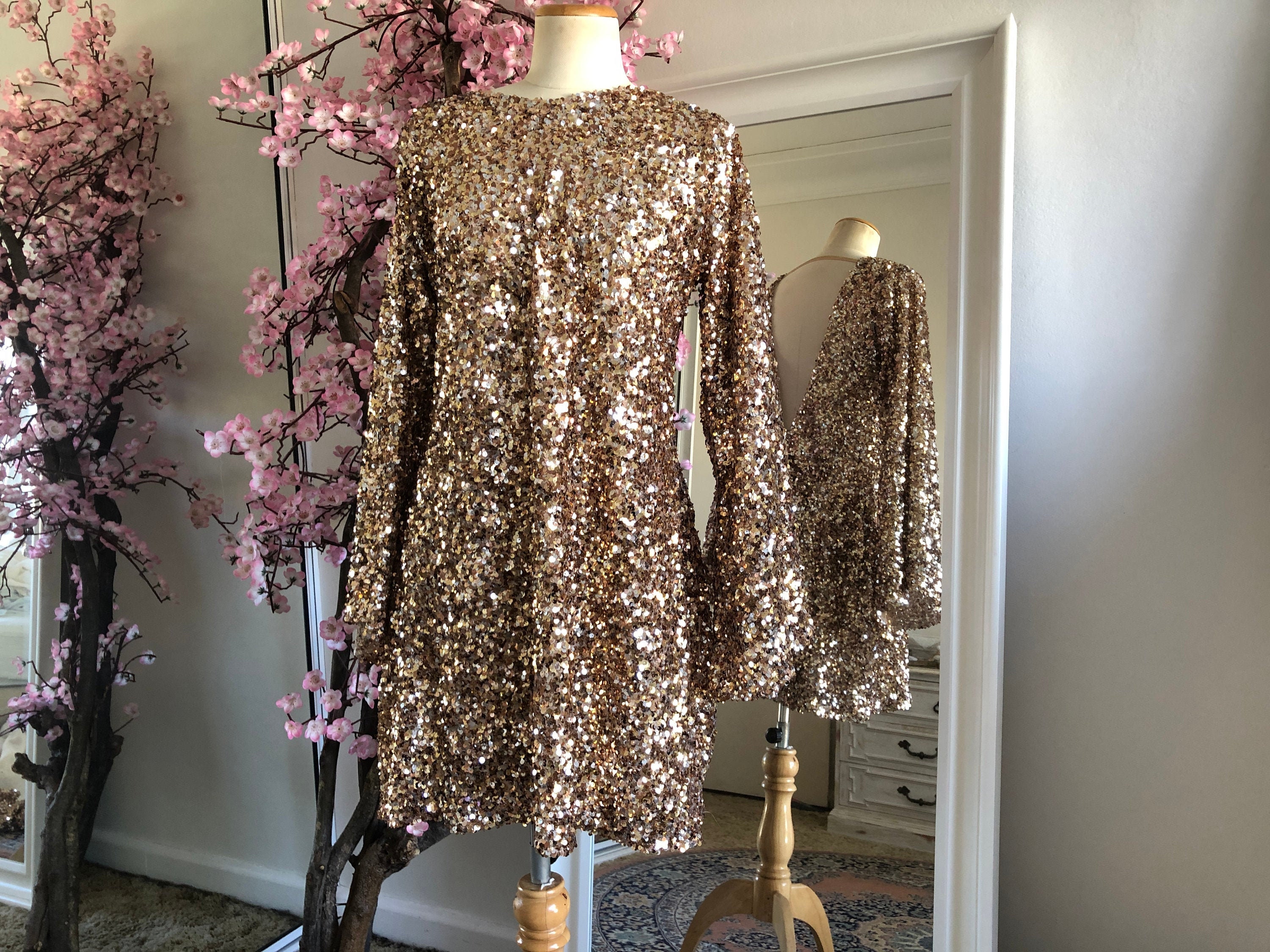 gold sequin shift dress Gold Sequin Mini Dress