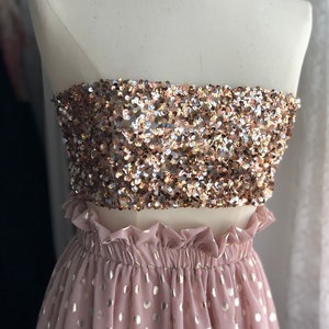Gold sequins top bronze rose bandeau mini festival bow +ViewMyShop for silver drape halter pants burningman dress backless skirt gemstone