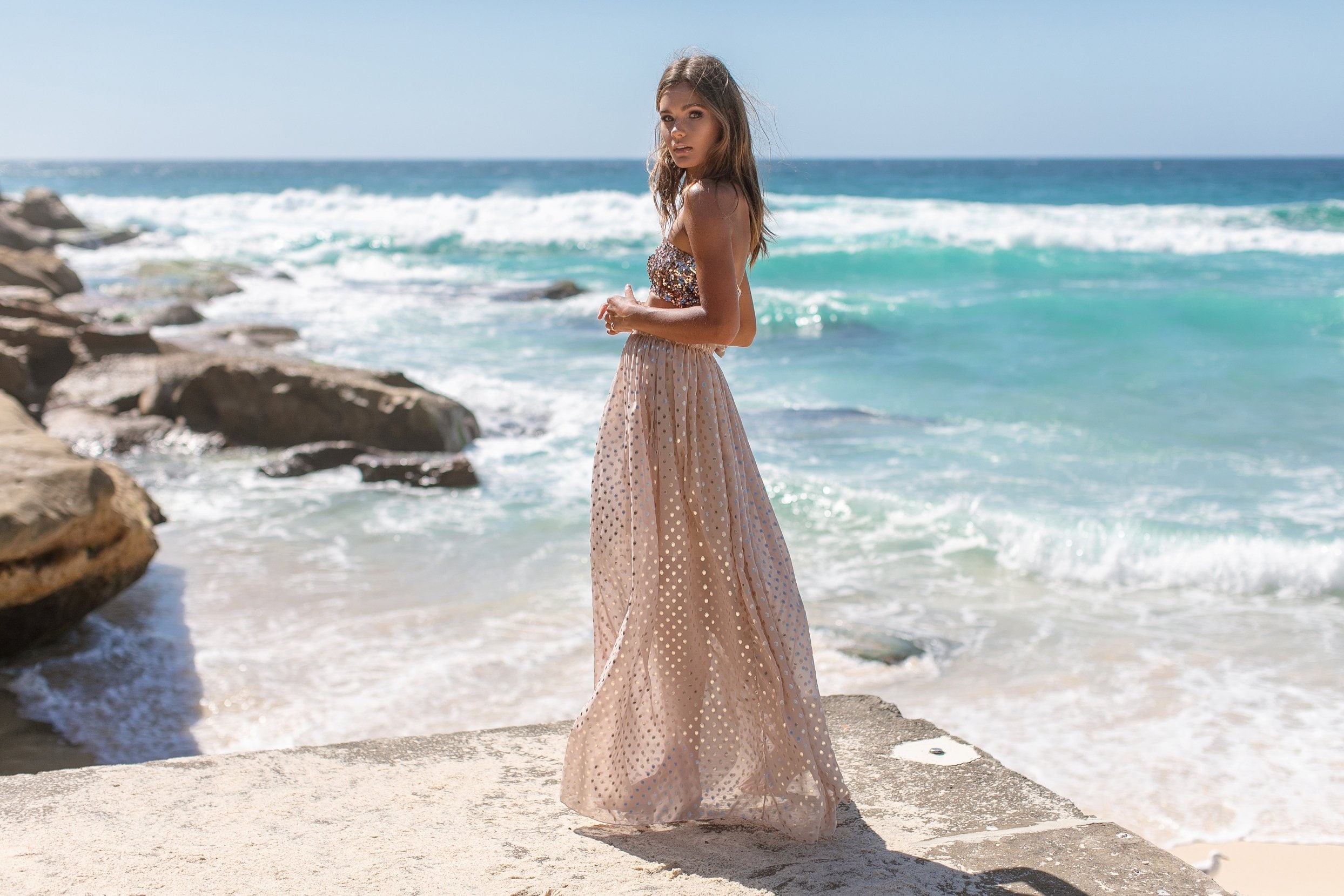 Beige SKIRT Gold Polka Dot Maxi Sequin BANDEAU TOP viewmyshop Backless Bronze Rose Wrap Dress Boho Spell Lace Kimono Pants Gemstone Bikini Etsy Canada