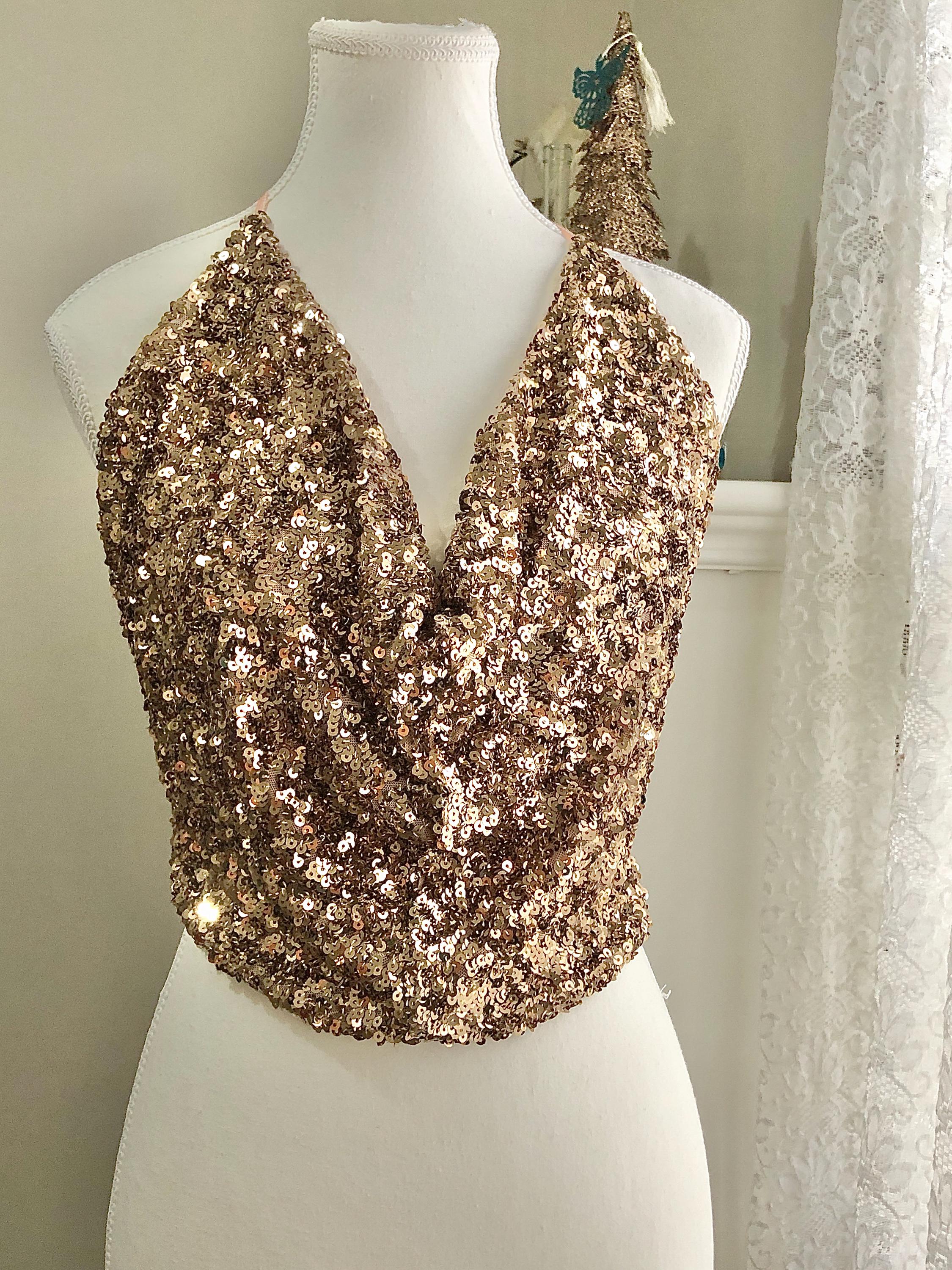 gold wedding dresses online Rose Gold Sequin Halter Short Dress main image 0