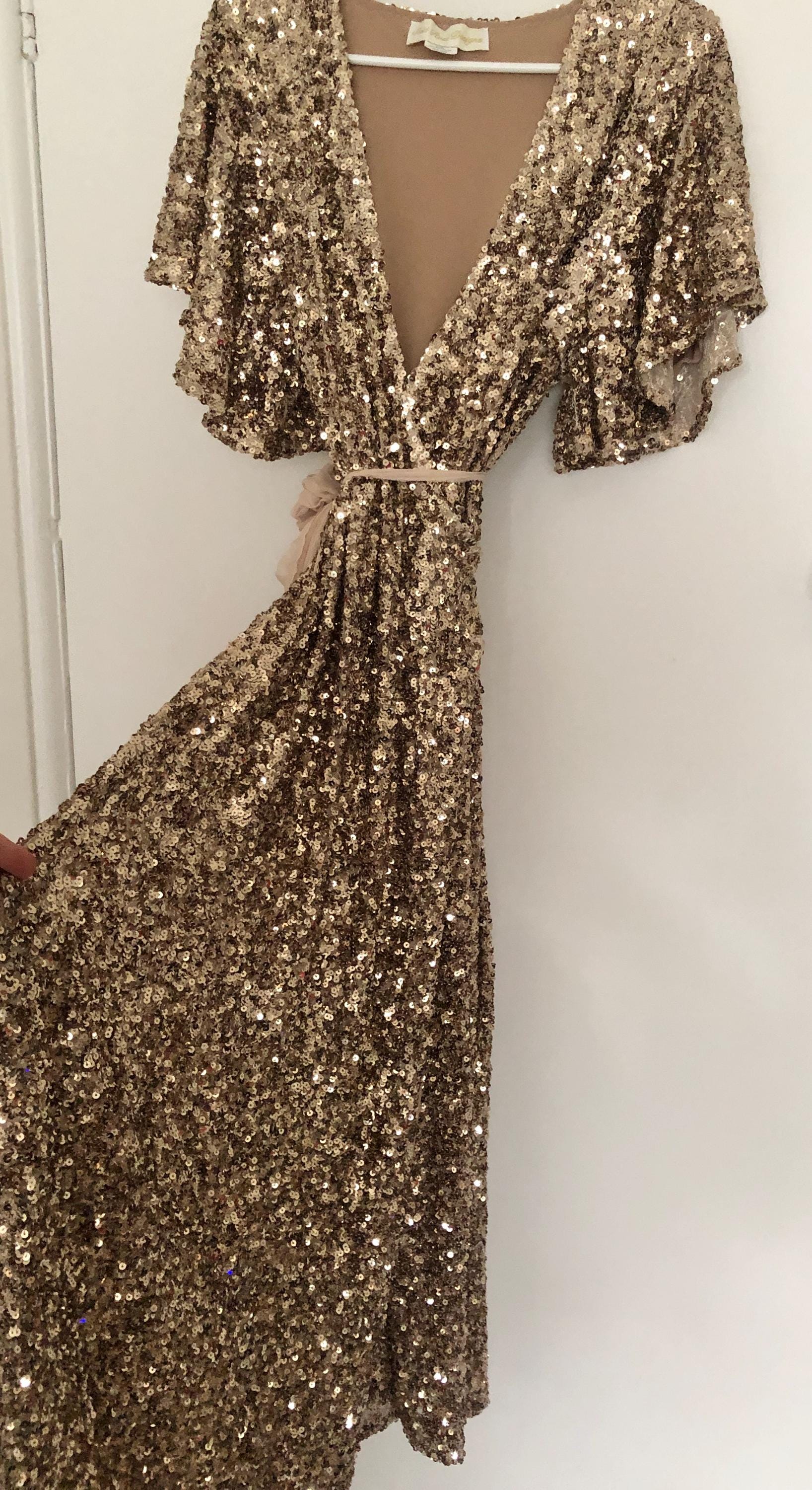 パーティードレス GANISONG LMJ gold button wrap dress beige Sequin DRESS Pink Wrap Dress Beige Tulle Bow Belt Sash +