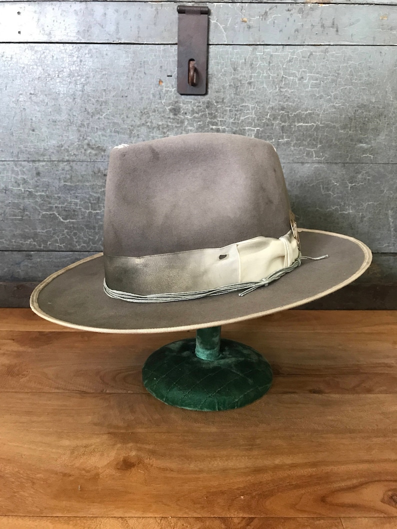 Custom wide brim fedora distressed mens hat Custom distressed Etsy