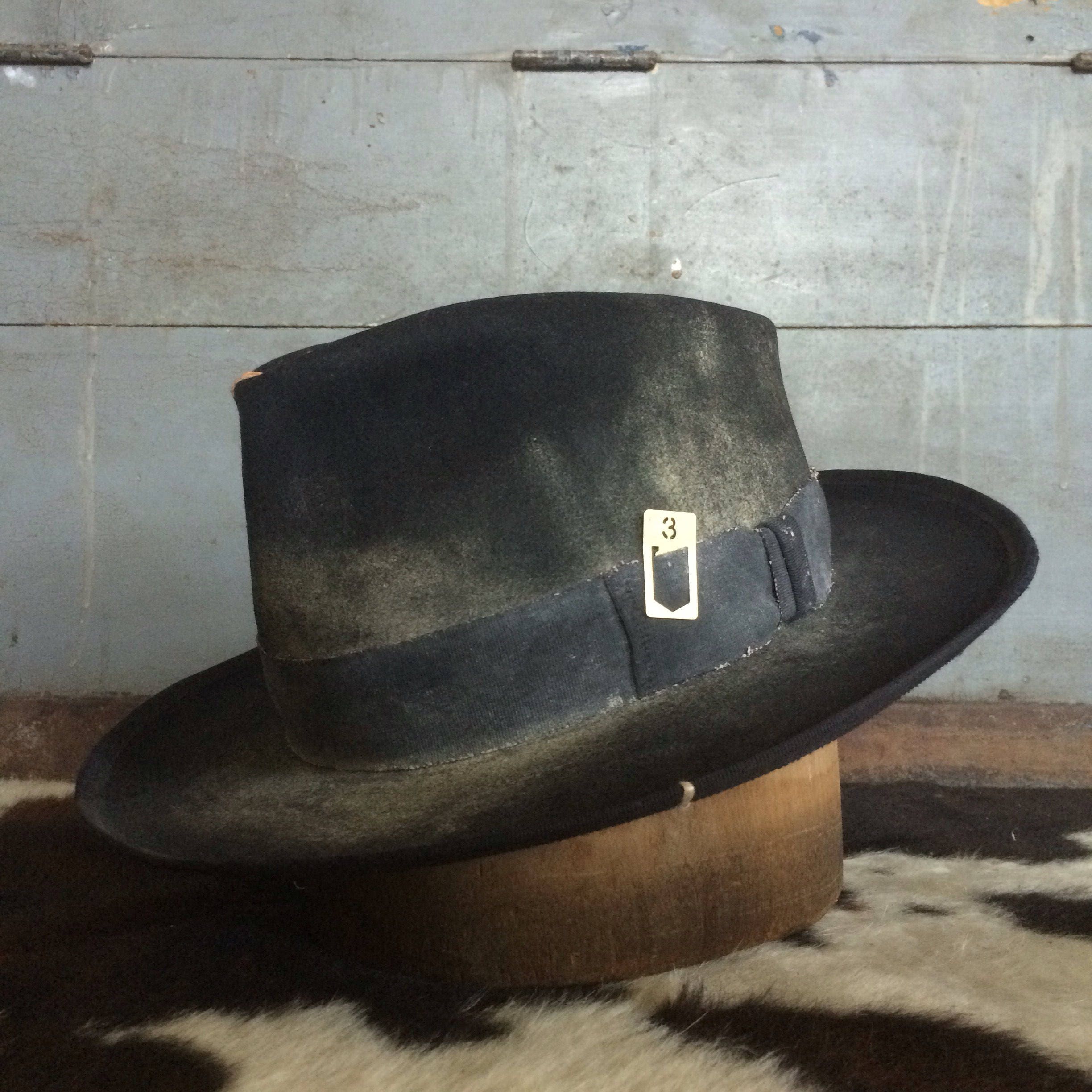 Custom black fedora distressed black hat fall hat one of a Etsy