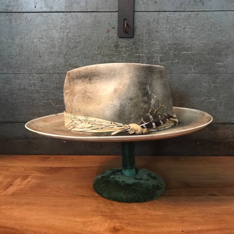 Heavily distressed fedora wide brim fedora distressed hats | Etsy