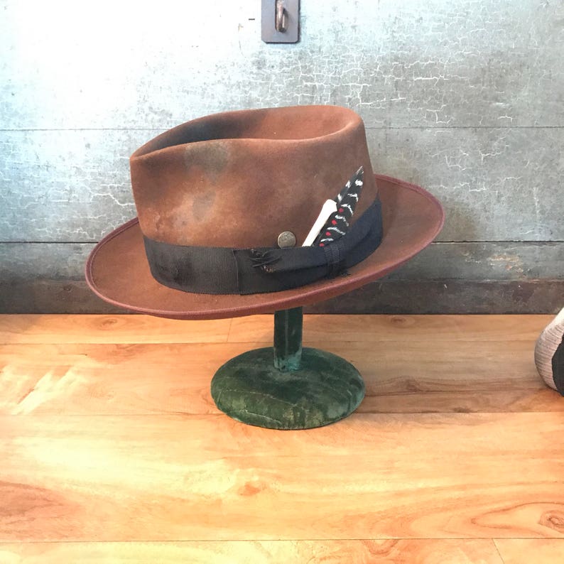 Custom distressed fedora brown distressed brown fedora hat Etsy