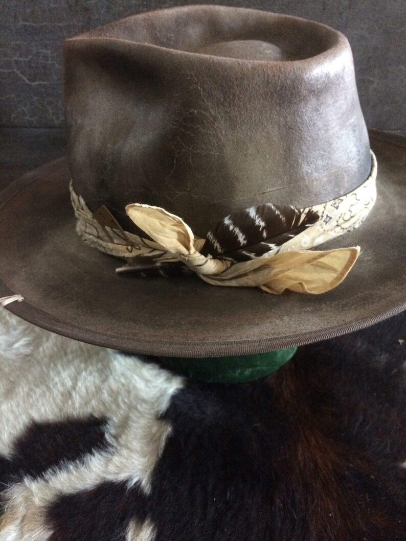 Alabaster Aged and Distressed Fedora Medium Brim Custom Made Etsy