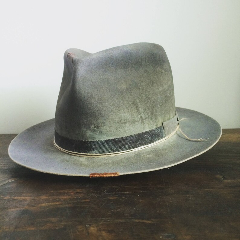 Custom grey fedora aged and distressed fedora mens custom hat Etsy