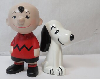 Vintage Handmade Ceramic Peanuts Charlie Brown and Snoopy