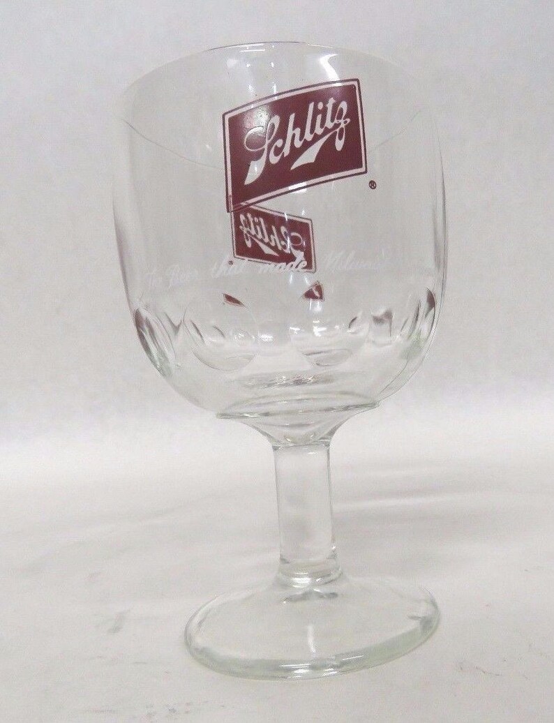Vintage Schlitz Beer Thick Glass Goblet Pedestal Cup Etsy
