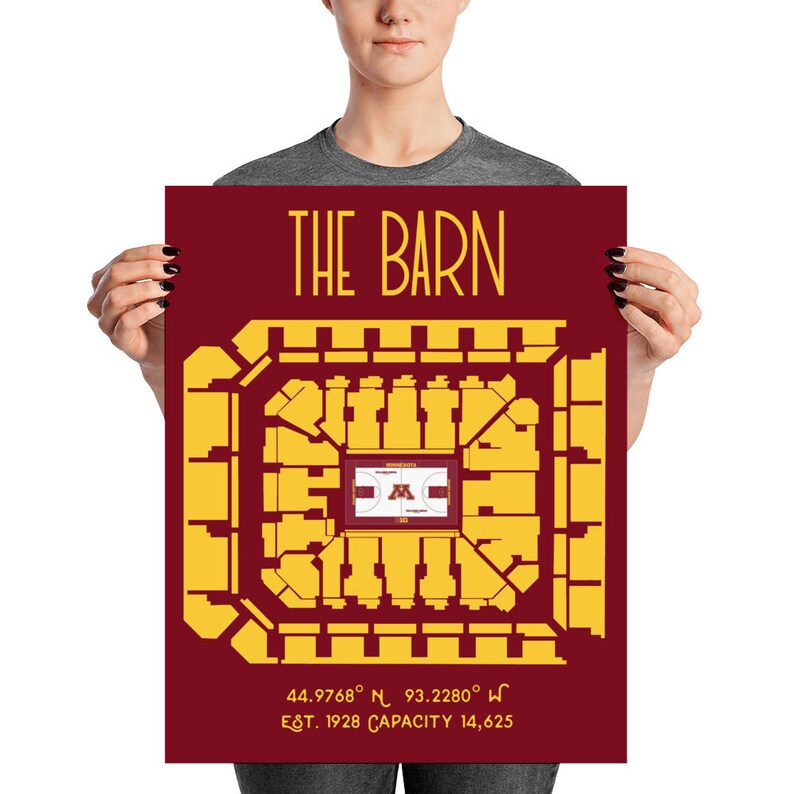 University Of Minnesota The Barn Basketball Stadium Poster Etsy