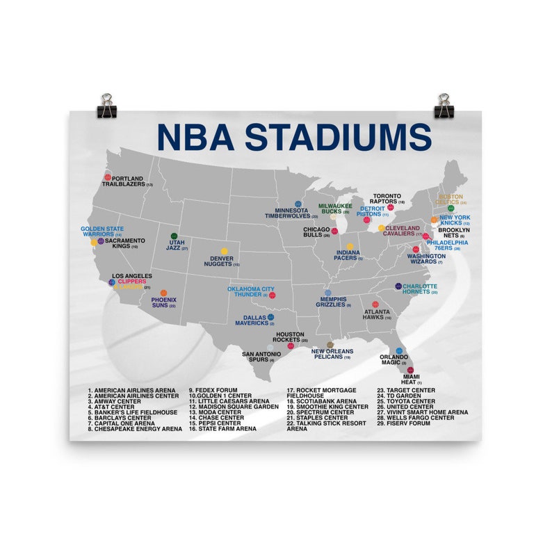 NBA Stadiums Poster Etsy