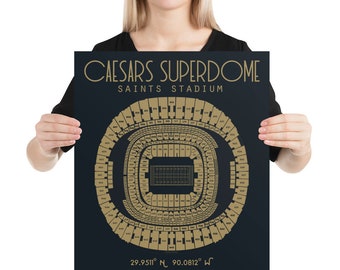 New Orleans Saints Caesars Superdome Stadium Poster Print